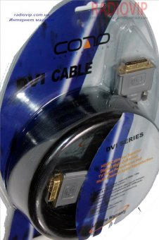 картинка Шнур DVI(24+1) шт.-шт., Hi-Fi, метал. с фильт.в блистере gold 3м. от интернет магазина Radiovip