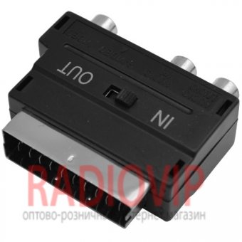 картинка Переходник шт.Скарт -3гн.RCA +гн.mini din 4-х контакт.с перекл. от интернет магазина Radiovip