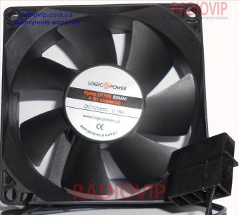 картинка Вентилятор корпусной LogicPower F8B, 4pin (Molex питание), цвет-черный от интернет магазина Radiovip
