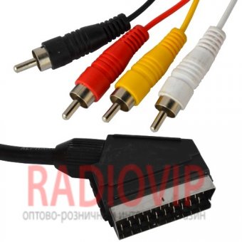 картинка Шнур шт.Скарт- 4RCA, проф., диам.-7мм., 5м. от интернет магазина Radiovip
