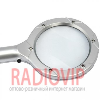 картинка Ручная лупа с LED подсветкой, 4X увеличение, диаметр 65 мм, Magnifier 8B-1 от интернет магазина Radiovip