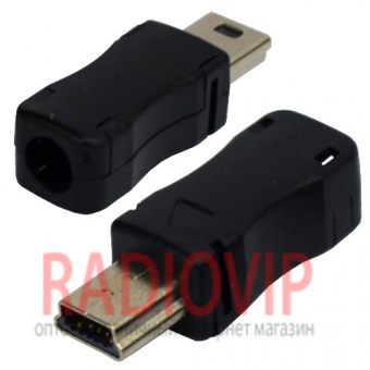 картинка Штекер mini USB 5pin, под шнур, пластик от интернет магазина Radiovip