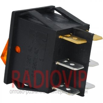 картинка Переключатель двойной с подсв. IRS-2101-1А ON-OFF, 6pin, 15A, желтый от интернет магазина Radiovip