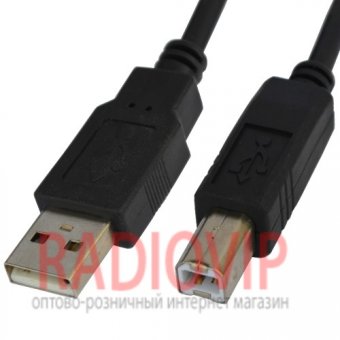картинка Шнур USB (шт.A- шт.В), version 2,0, диам.-4.5мм, 5м., чёрный от интернет магазина Radiovip