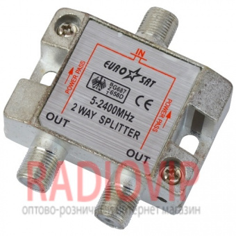 картинка Splitter 2-way Germany 5-2400MHZ, с проходом питания, корпус металл от интернет магазина Radiovip