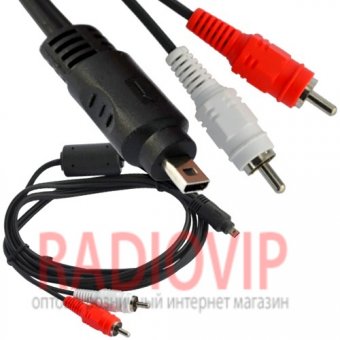 картинка Шнур 2шт.RCA -шт.mini USB 8pin(плоский), с фильт., 1.5м. от интернет магазина Radiovip