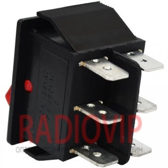 картинка Переключатель широкий с подсв.IRS-203-1C ON-OFF-ON, 6pin, 15A, красный от интернет магазина Radiovip