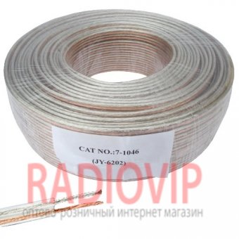 картинка Кабель акуст. 2х2,0кв.мм.(62х0,2мм СU), прозрач., JY-6202, 100м от интернет магазина Radiovip