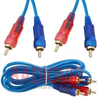 картинка Шнур соедин. 2RCA х 2RCA gold прозр.-синий 3+3мм 1,5м. от интернет магазина Radiovip