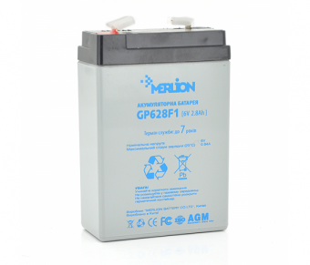 картинка Аккумуляторная батарея MERLION AGM GP628F1 6 V 2,8Ah от интернет магазина Radiovip