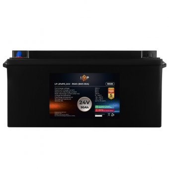 картинка Аккумулятор LP LiFePO4 для ИБП 24V (25,6V) - 90 Ah (2304Wh) (BMS 80A) пластик от интернет магазина Radiovip