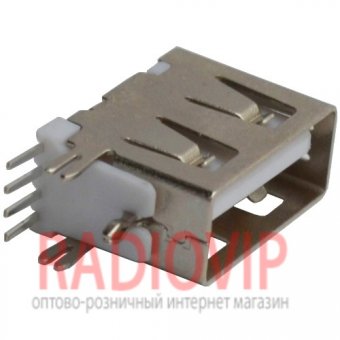картинка Гнездо USB тип A монтажное, угловое короткое от интернет магазина Radiovip