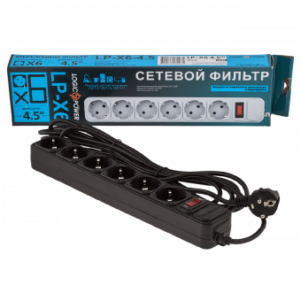 картинка Сетевой фильтр LogicPower LP-X6 4.5 м 6 розеток Black от интернет магазина Radiovip