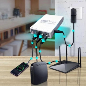 картинка Бесперебойник для роутера Mini UPS WGP, Powerbank на 10400Mah, Выходы USB, DC 9V, 12V. ИБП для Роутеров от интернет магазина Radiovip