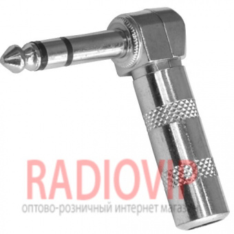 картинка Штекер 6,3 моно, корпус металл, угловой, с гайкой от интернет магазина Radiovip