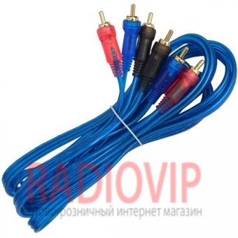 картинка Шнур соедин. 3RCA х 3RCA gold прозр.-синий 3+3+3мм 3м. от интернет магазина Radiovip