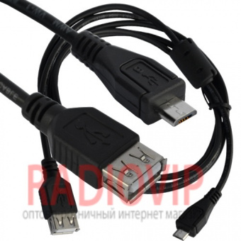 картинка Шнур гн.USB А -шт.miсro USB 5pin (mobile) v2.0, диам.-4,5мм, 1,5м от интернет магазина Radiovip