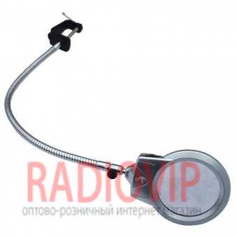 картинка Лупа-лампа с LED подсветкой на струбцине, круглая, 2.25Х+5Х, диам-107мм+26мм, MG15124-B от интернет магазина Radiovip
