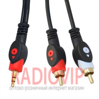 картинка Шнур шт.3,5стерео- 2шт.RCA, диам-4х8мм., 1,8м., cиний от интернет магазина Radiovip