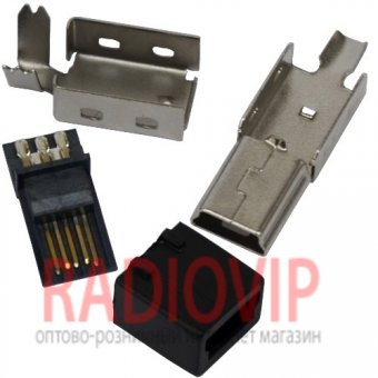 картинка Штекер mini USB 5pin, под шнур, разборной от интернет магазина Radiovip