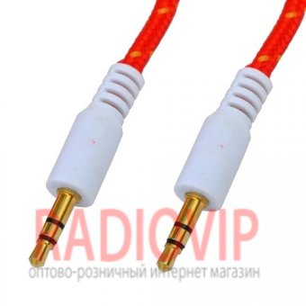 картинка Шнур шт.3,5стерео- шт.3,5стерео, cетка, gold, 1м., красный от интернет магазина Radiovip