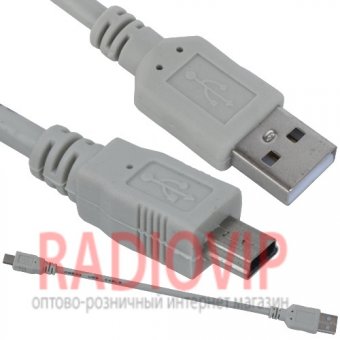 картинка Шнур штекер USB А -штекер mini USB 5pin, 0,1м от интернет магазина Radiovip