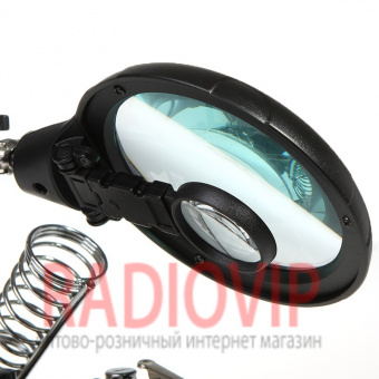 картинка Держатель третья рука mg16129-c с подсветкой и сменными линзами, 3x увеличение, 90 ММ. от интернет магазина Radiovip
