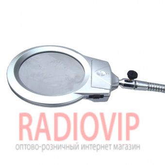 картинка Лупа-лампа с LED подсветкой на струбцине, круглая, 2Х+5Х, диам-130мм+26мм, MG15124-C от интернет магазина Radiovip