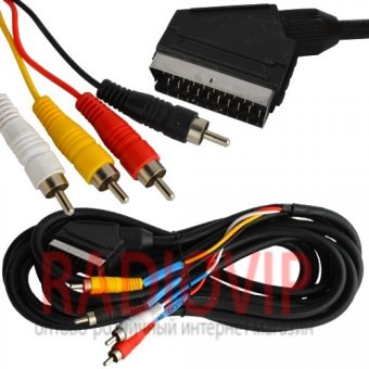 картинка Шнур шт.Скарт- 4RCA, проф., диам.-7мм., 5м. от интернет магазина Radiovip