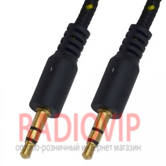 картинка Шнур шт.3,5стерео- шт.3,5стерео, cетка, gold, 1м., чёрный от интернет магазина Radiovip