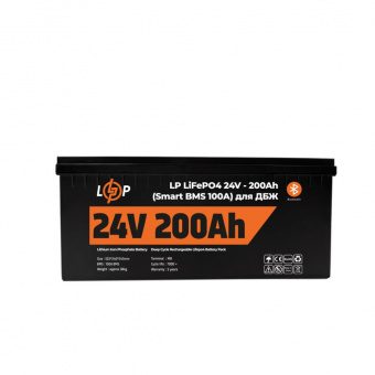 картинка Аккумулятор LP LiFePO4 24V (25,6V) - 200 Ah (5120Wh) (Smart BMS 100А) с BT пластик для ИБП от интернет магазина Radiovip