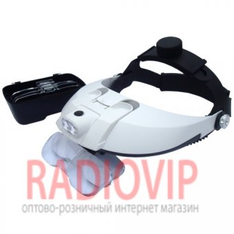 картинка Лупа бинокулярная налобная с LED подсветкой, 1,0Х 1,5Х 2,0X 2,5Х 3,5Х MG 81001-H от интернет магазина Radiovip