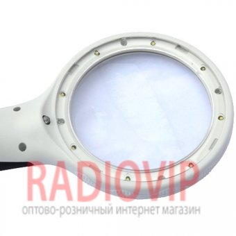 картинка Лупа ручная NO.9558 круглая с подсветкой +UV, 2,5Х диам-90мм от интернет магазина Radiovip
