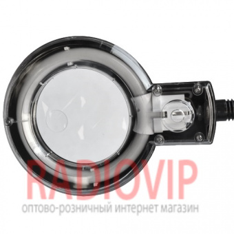 картинка Лупа-лампа  ZD-123 настольная, круглая, 3Х +8Х, диам-90мм, чёрная от интернет магазина Radiovip