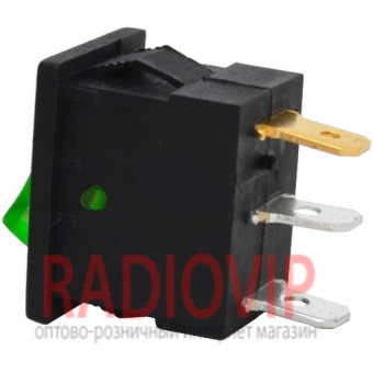 картинка Переключатель с подсветкой MIRS-101-2 ON-OFF, 3pin, 6A, 220V, зеленый от интернет магазина Radiovip
