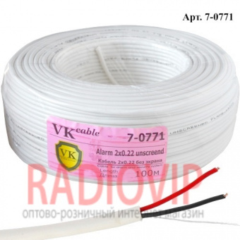 картинка Кабель сигнал. VKcable 2жилы без экрана 2Cх(7х0,22мм) CU, белый, 100м от интернет магазина Radiovip