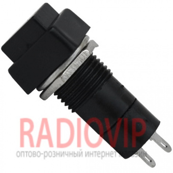 картинка Кнопка средняя квадр. PBS-12А с фиксацией ON-OFF, 2pin, 1А 250V, чёрная от интернет магазина Radiovip