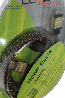 картинка Шнур HDMI 1,3В (шт.- шт.) диам.-8мм,металл  gold, блистер, 3м., от интернет магазина Radiovip