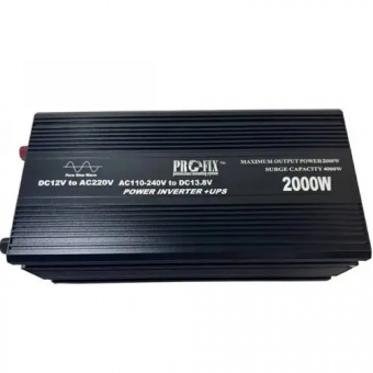 картинка Инвертор с чистой синусоидой 12V в 220V ProFix 2000W (макс.4000W) с зарядкой + UPS, LCD дисплей от интернет магазина Radiovip