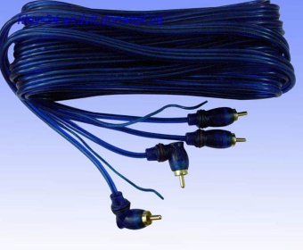 картинка Шнур соедин. 2RCA х 2RCA угл. gold прозр.-синий 3+1+3мм 5м. от интернет магазина Radiovip