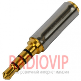 картинка Переходник штекер 3,5мм 4С -гнездо 2,5мм стерео, gold, корпус металл. от интернет магазина Radiovip