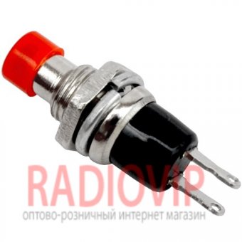 картинка Кнопка малая PBS-10B-2 без фиксации OFF-(ON), 2pin, 1А 250V, красная от интернет магазина Radiovip