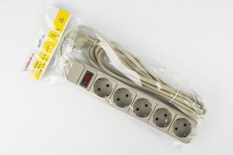 картинка Фильтр-удлинитель сетевой SFG5, 5 розеток, цвет-серый, 3 м от интернет магазина Radiovip