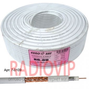 картинка Кабель RG-6 (1,02CU+4.8PE+(96x0,12CU)), белый, 100м от интернет магазина Radiovip