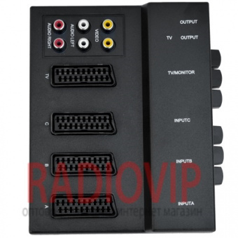 картинка Переходник 4гн.Скарт(21р.) -6гн.RCA +6перекл. корпус пластик от интернет магазина Radiovip