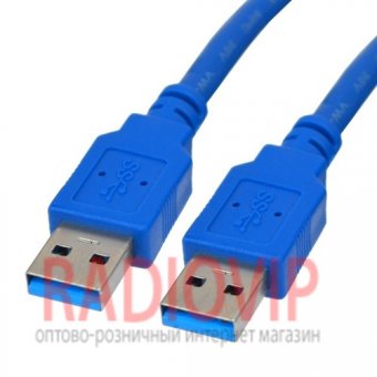картинка Шнур USB (шт.A- шт.А), version 3,0, диам.-5,5мм, 1,5м, синий от интернет магазина Radiovip