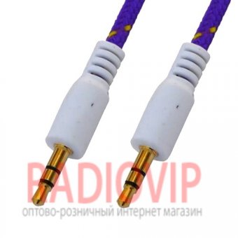 картинка Шнур шт.3,5стерео- шт.3,5стерео, cетка, gold, 1м., фиолетовый от интернет магазина Radiovip