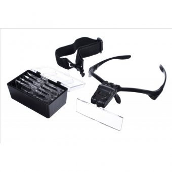 картинка Лупа-очки бинокулярная c LED подсветкой 1Х 1.5X 2X 2.5X 3.5 увеличения Magnifier 9892B2 от интернет магазина Radiovip