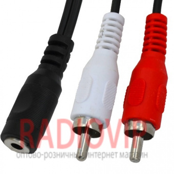 картинка Переходник гн.3,5стерео- 2шт.RCA, co шнуром 0,2м, чёрный от интернет магазина Radiovip
