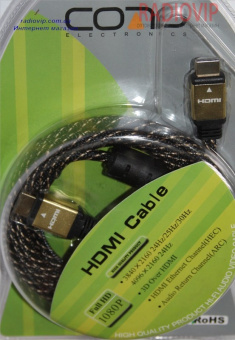 картинка Шнур HDMI 1,3В (шт.- шт.) диам.-8мм,металл  gold, блистер, 3м., от интернет магазина Radiovip